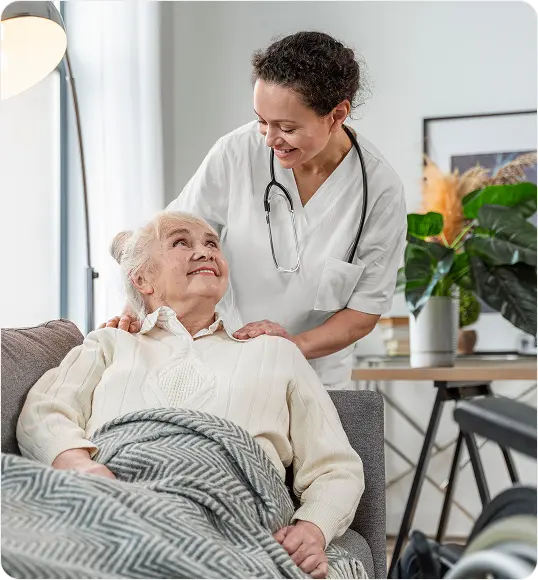 Caregiver with elderly patient