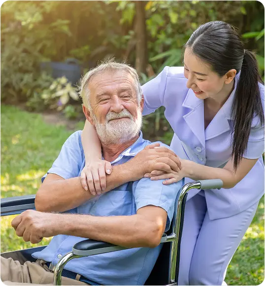 Caregiver providing support